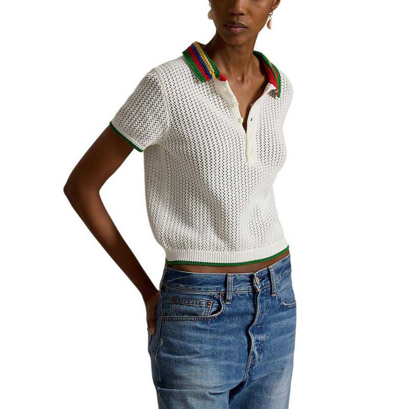 Polo Ralph Lauren Striped-Collar Pointelle Polo Shirt image number 0
